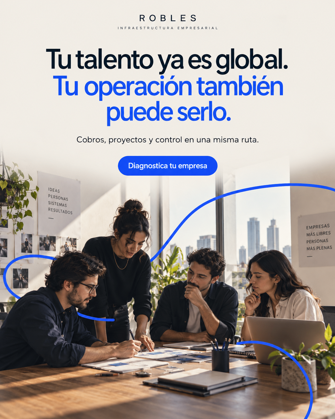 Pieza gráfica de campaña sobre equipos y operación global
